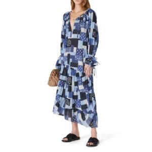 By Malene Birger Amily Patchwork Print Shift Maxi Dress Blue Size 32 (USA 2)